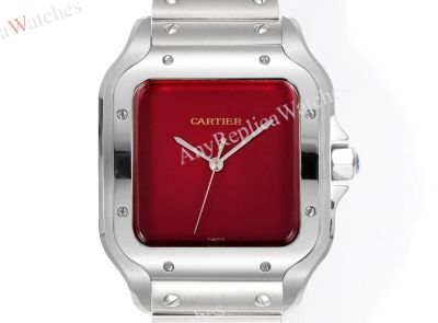 THB Factory Cartier Santos Red/Black Face Stainless Steel Band 1847 MC Movement Watch